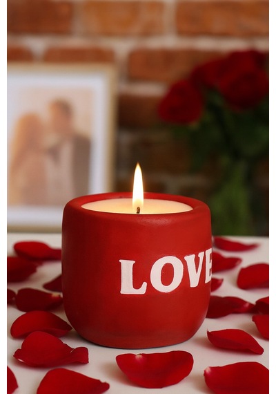 Dekoratif Kokulu Mum Love Kirmızı