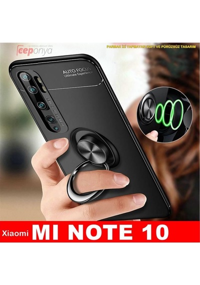 Xiaomi Mi Note 10 Yüzüklü Standli Manyetik Kamera Korumali Kilif 409986415