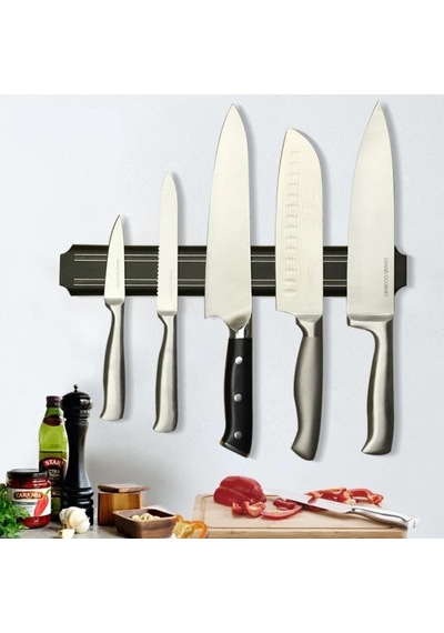 Mıknatıslı Bıçak Askısı 33 Cm Bıçak Tutucu Bıçak Organizer Bıçaklık Siyah