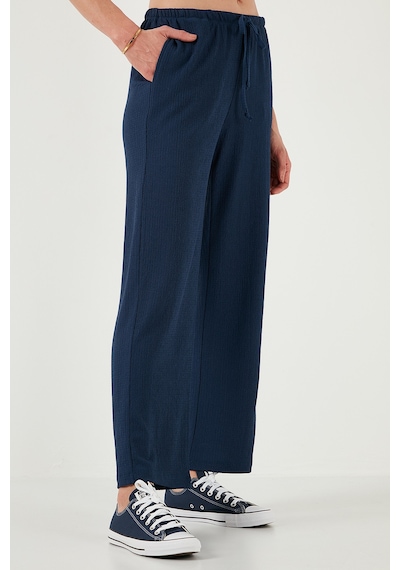 Lela Regular Fit Normal Bel Geniş Paça Bayan Pantolon 5866117 Indigo