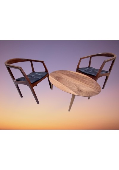 Bengimobilya Sandalye Tam Kolçak Oval Orta Sehpa Model Kayın Torna Retro Ayak