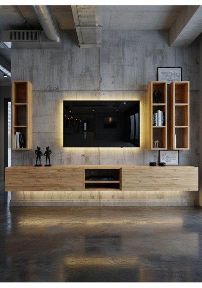Resital Ledli Duvara Monte Tv Sehpası - Çam - W6003-6 Çam