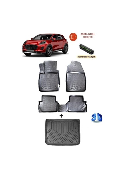 Tr Ford Puma 2019 Sonrası Uyumlu 3d Havuzlu Paspas Ve Üst Bagaj Havuzu Seti Asma Koku Ve Numaratör Hediyeli Genel