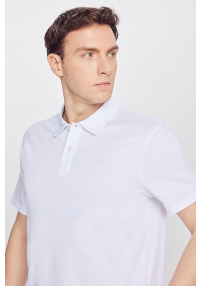 AC&Co / Altınyıldız Classics Erkek Beyaz Pamuk Standart Fit Normal Kesim Polo Yaka Tişört S