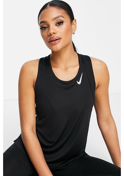 Nike Dri Fit Race Running Singlet Tank Top Kadın Antrenman Atleti Siyah Siyah