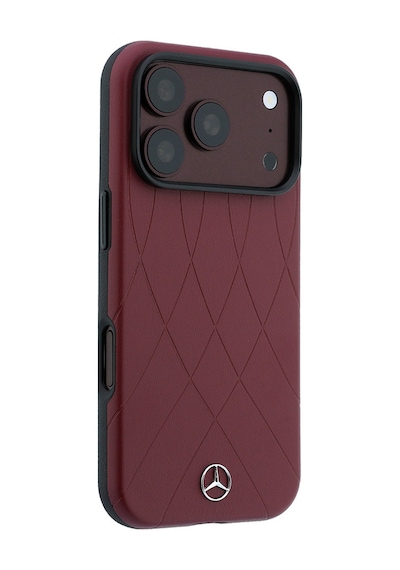 Apple Uyumlu iPhone 18 Pro Max Kılıf Mercedes Benz Lisanslı M-safe Uyumlu 3d Metal Logolu Crossed Lines Bordo