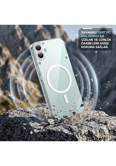 Caseonn Nothing Cmf Phone 1 Kılıf Kablosuz Şarj Özellikli Sararmaz Kristal Sert Kapak Şeffaf