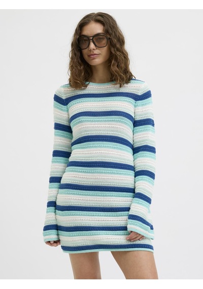Jack & Jones Kadin Sifir Yaka Uzun Kollu Örgü Elbise - Rory - 12275508 Aqua Sky