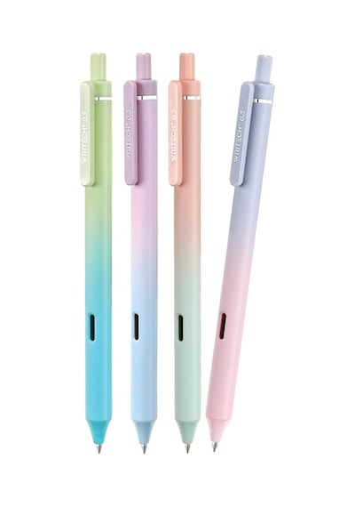 Wrıtech W-0171 Aurora Mavi-pembe Gövde Mavi Jel Kalem - 12'li Kutu Ahşap