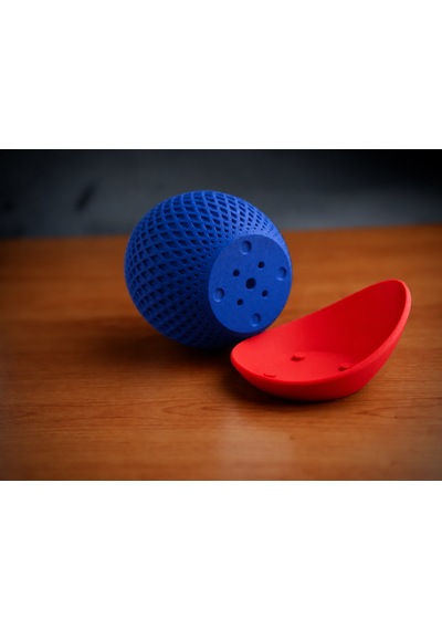 3d Baskı Küre Saksı - Kafes Dokulu İki Parçalı Dekoratif Saksı - Mavi-kırmızı Çok Renkli