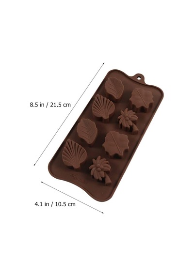 Silikon Çikolata Muffin Epoksi Sabun Ve Mum Kalıbı Yapraklar Kahverengi