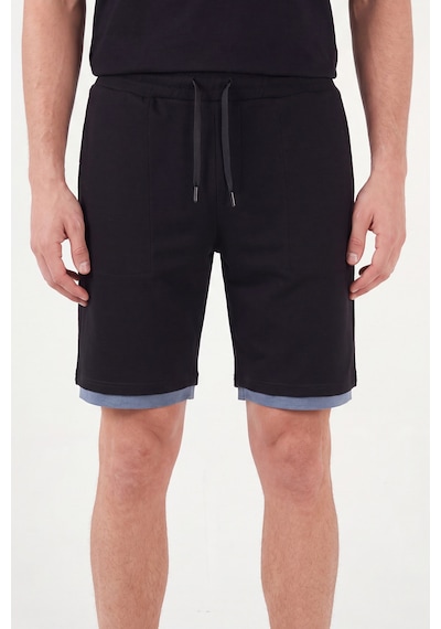 Buratti Oysho Kumaş Çift Katmanlı Paça Detaylı Bağlamalı Short Erkek Short 5908091 Siyah