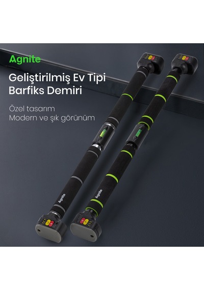 Agnite Gelişmiş Ayarlanabilir Kapı Aralığı Barfiks Çubuğu 70 110 Cm Kaymaz Tabanlı Yeşil