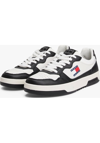 Tommy Hilfiger Erkek Deri Siyah Sneaker Çok Renkli