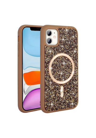 Apple Uyumlu iPhone 11 Kılıf Pırlanta Tasarımlı Kablosuz Şarj Özellikli Mozaik Silikon Kapak