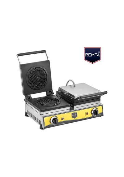 Remta Çiftli Kare+Çiçek Model (21 Cm Çap) Waffle Makinası Elektri