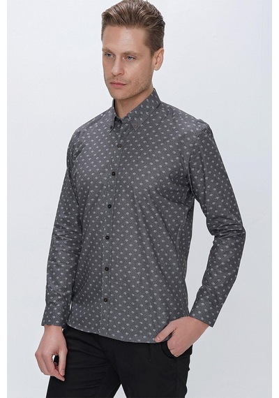 Efor G 1518 Slim Fit Gri Spor Gömlek Gri
