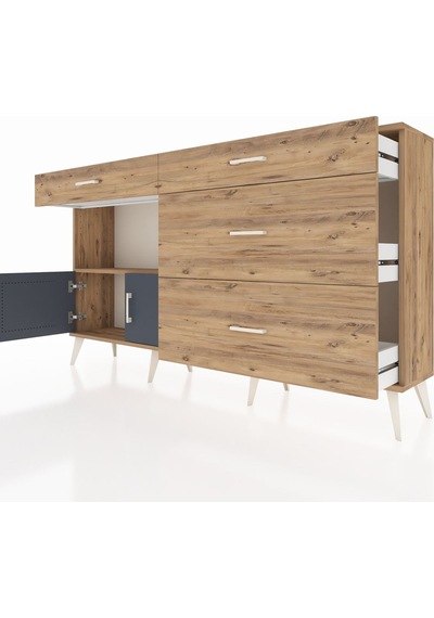 Arges Konsol Tek Raflı 4 Çekmeceli 2 Kapaklı 176x30x99 Çam-antras Çam-antrasit/çam Arges Konsol Tek Raflı 4 Çekmeceli 2 Kapaklı 176x30x99 Çam-antras Çam-antrasit/çam