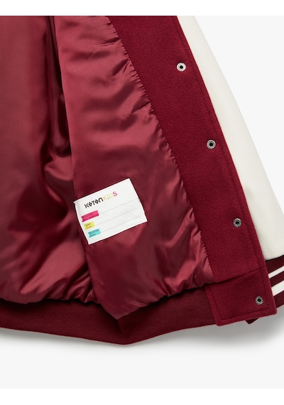 Koton Şardonlu İşleme Detaylı Uzun Kollu Bomber Kolej Ceket Bordo 6wmg20020aw Bordo