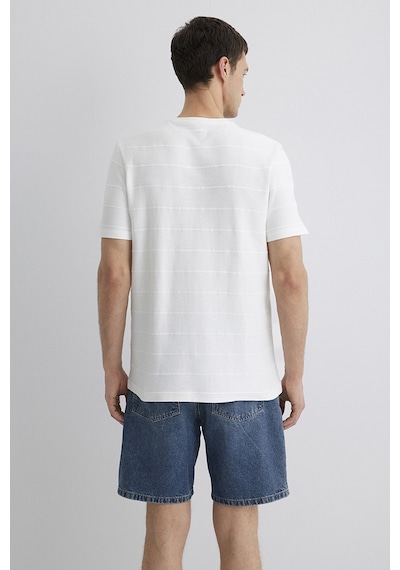 Mavi Erkek Çizgi Detaylı T-shirt M0611409-70057 Kırık Beyaz