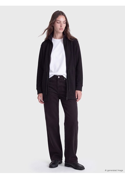 Lcw Modest Siyah Soft Touch Kadın Fermuarlı Sweatshirt