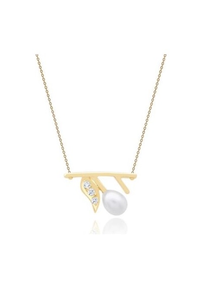 Diamond Line-Gülaylar - Sarı Altın 14 Ayar Inci Kolye N11.25198