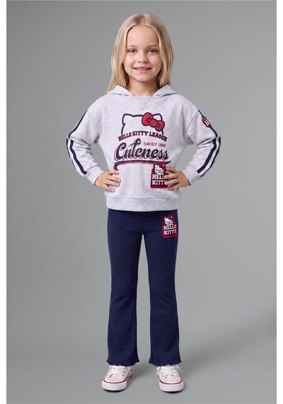 Defacto Kız Bebek Hello Kitty 2li Takım Kapüşonlu Sweatshirt Tayt G6834a525wngr85 Gri-gr85