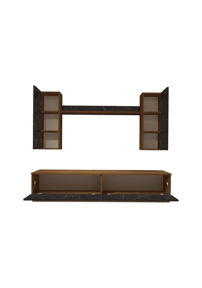Decoraktiv Eko 5db Mdf Std Tv Ünitesi Tv Sehpası Ceviz - Siyah Mermer