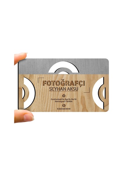 Kişiye Özel Mesleki Fotoğrafçı Ahşap Kartvizit (Model 1-2) 50 Ade