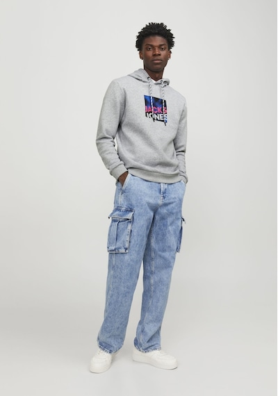Jack & Jones Logo Baskılı Kapüşonlu Sweatshirt - Logan 12246994 Light Grey Melange Gri Jack & Jones Logo Baskılı Kapüşonlu Sweatshirt - Logan 12246994 Light Grey Melange Gri