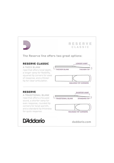 D'addario Dct1020 Reserve Classic Bb Klarnet Kamışı No: 2.0 Orta Seviye/eğitim - 10'lu Paket Geleneksel Fransız Kesim Ve Dengeli Tepki
