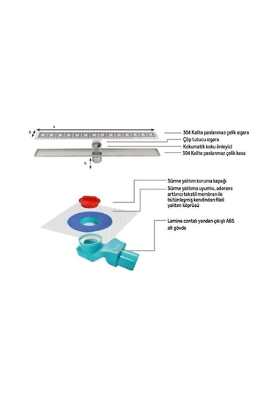 Sukar Line 6 80 Cm Plain Izgaralı Lineer Duş Kanal