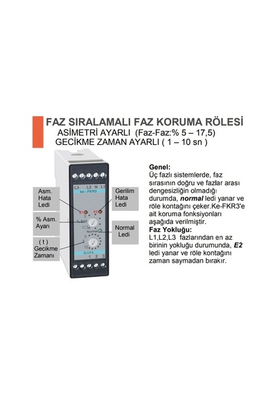 Kael Faz Sıralamalı Faz Koruma Rölesi Ke-Fkr3