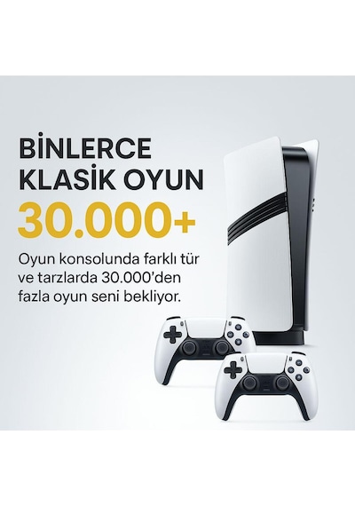 Gs5 Pro Retro Oyun Konsolu 30.000+ Dahili Oyun, 53 Emülatör, 1080p Hd, Kablosuz Çift Joystick