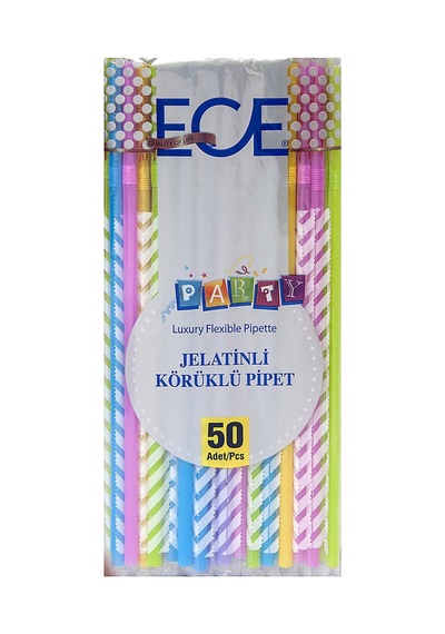 Ece Party Jelatinli Körüklü Pipet 50'li Epk691 - 8 Adet Tarı