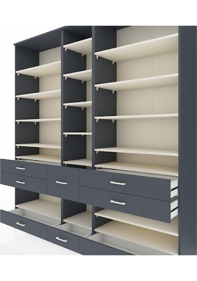 Hyperion Dolap 19 Raflı 8 Çekmeceli 220x44x243 Antrasit-aytaşı/antrasit Aytası/antrasıt Hyperion Dolap 19 Raflı 8 Çekmeceli 220x44x243 Antrasit-aytaşı/antrasit Aytası/antrasıt