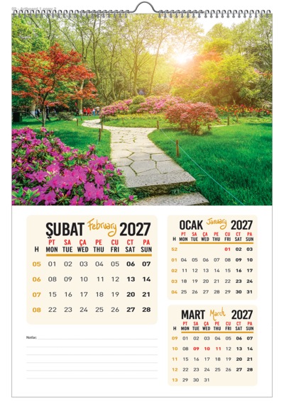 2027 Manzara Duvar Takvimi 33x48 Cm Diğer