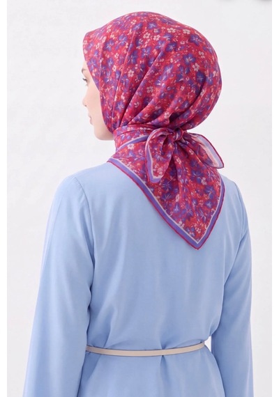 Silk Home Mini Floral Desen Soft Pamuk Eşarp Fuşya