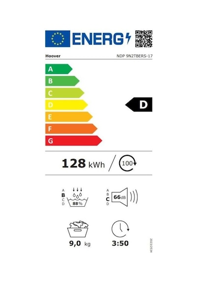 Hoover NDP 9N2TBERS-17 9 KG Wi-fi Bağlantılı Isı Pompalı Kurutma Makinesi