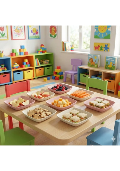 6 Lı Kare Yemek Tabağı Seti 17.5 Cm - Mikrodalga Ve Derin Dondurucuya Uygun Bpa Free Kırılmaz Tabak çok renkli