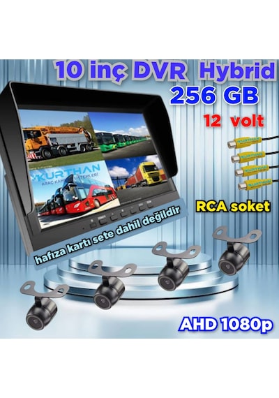 Dvr Hybrid 10'' Ekran + 4 Adet Ahd 1080p Kelebek Kamera Seti
