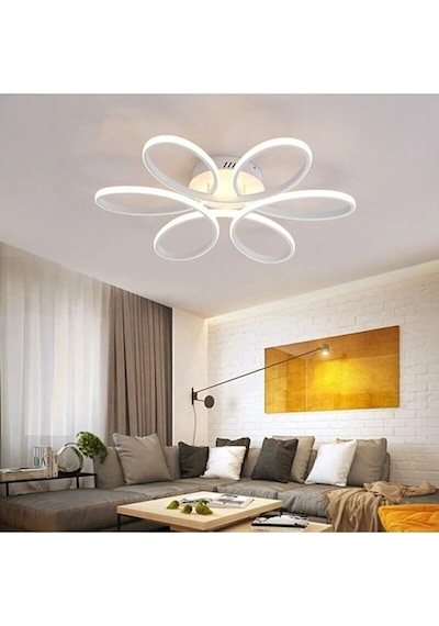 Beyaz Renk Modern Tasarım Yatak Odası - Salon - Mutfak Gün Işığı Ve Beyaz Çift Renk Led Avize Beyaz