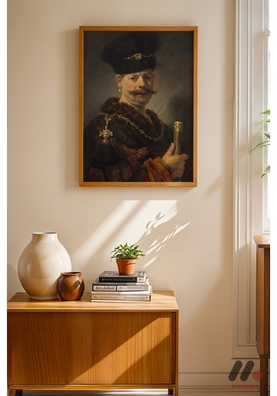 Rembrandt Kürklü Asilzade, Ahşap Çerçeveli Duvar Tablosu - Sanatsever Hediyesi