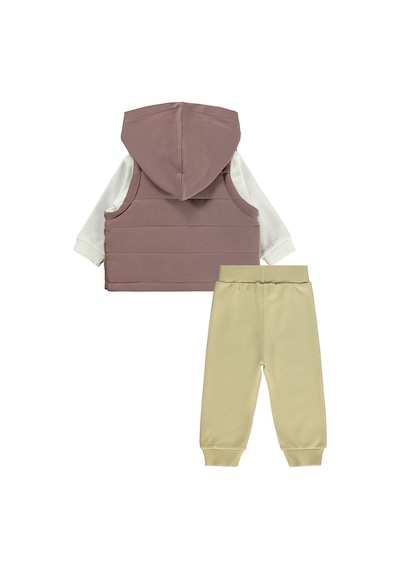 Civil Baby Dino Baskılı 3'lü 6-18 Ay Takım - Kahverengi