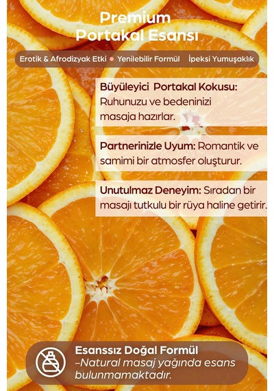 "yenilebilir Portakal Aromalı & Natural Masaj Yağı 120 Ml Doğal Ve Rahatlatıcı Vücut Bakım Yağı" - 300590082