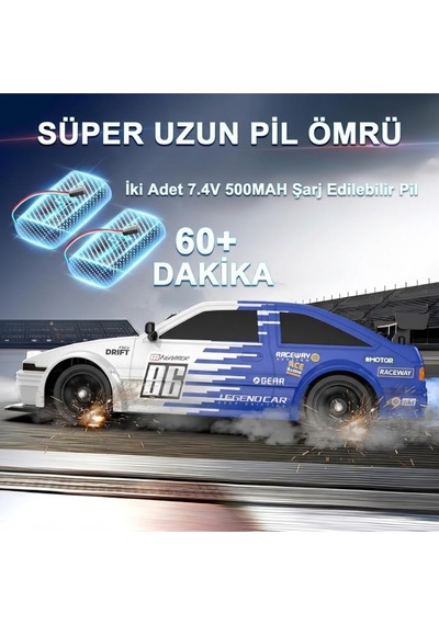 1:16 Şarjlı Uzaktan Kumandalı Drift Arabası 4 Çeker Gerçekçi Duman Efektli Yedek Lastikli Rc Araba Çok Renkli