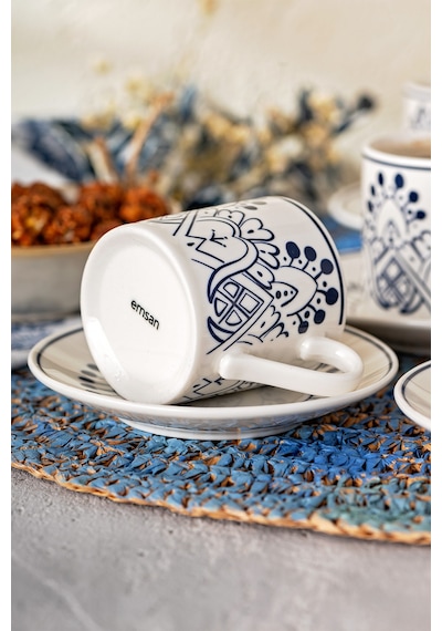Emsan Soul New Bone 6 Kişilik Kahve Fincan Takımı 90 Ml Mavi Mavi