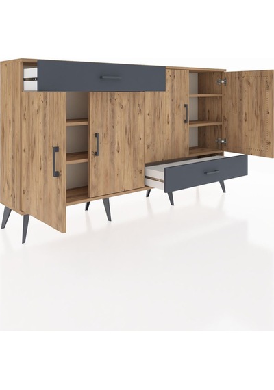 Arges Konsol 5 Raflı 2 Çekmeceli 4 Kapaklı 176x30x99 Çam-çam/antr Çam-çam/antrasit Arges Konsol 5 Raflı 2 Çekmeceli 4 Kapaklı 176x30x99 Çam-çam/antr Çam-çam/antrasit