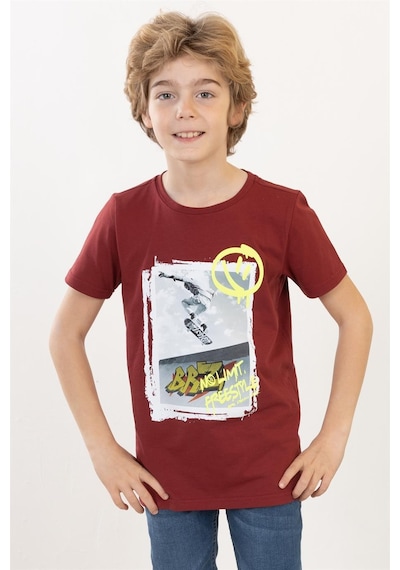 Brz Kıds Brz Kids Erkek Çocuk Baskılı Kısa Kollu T-shirt-bordo Bordo