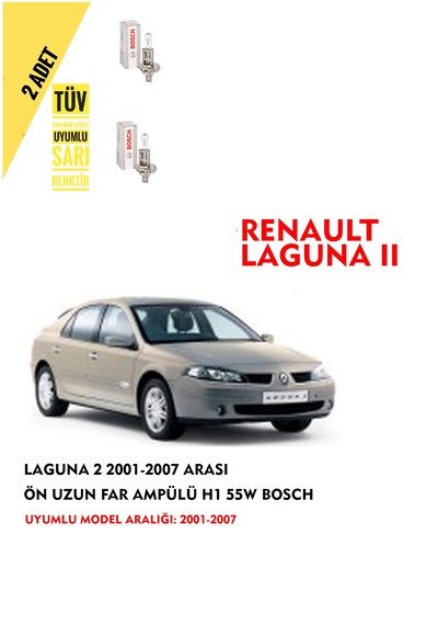 Laguna 2 2001-2007 Arası Ön Uzun Far Ampülü 2 Adet Sarı Renk